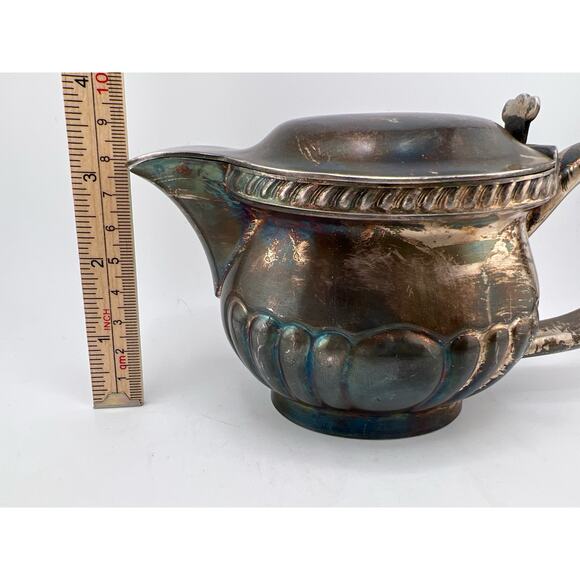 Silver Plated Creamer Scalloped Vintage Patina Barton - Picture 8 of 10